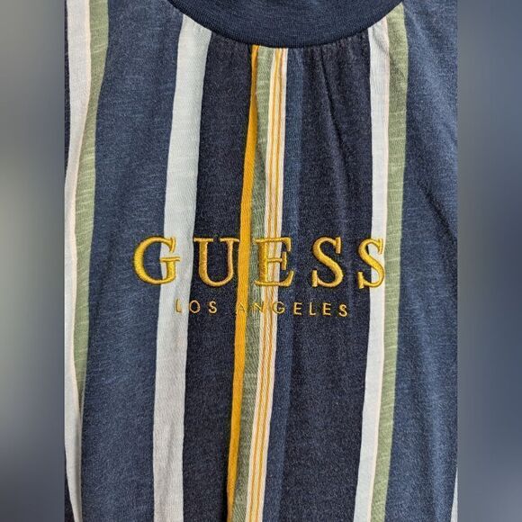 Guess Originals Sayer Blue Short sleeve t-shirt striped mens size M - Picture 2 of 7